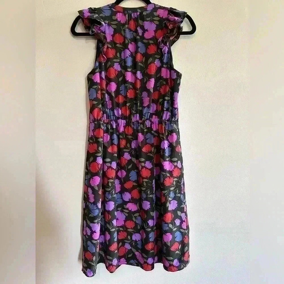 J. Crew - Black Motif Floral Dress - Size 6 - 100% Silk - Picture 2 of 7